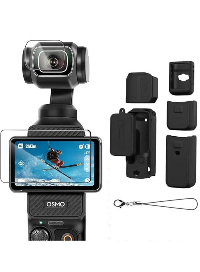 Case for DJI OSMO Pocket 3, Pocket 3 Silicone Cover, DJI OSMO Pocket 3 Accessory Kit, Tempered Glass Screen Protector, Lens Protector Compatible with DJI OSMO Pocket 3 Accessories - Image 1