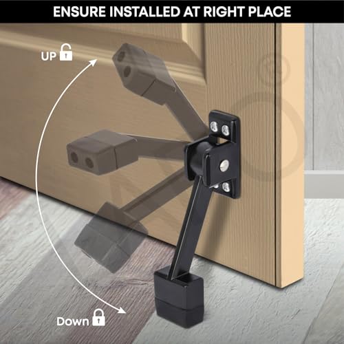 LAPO Premium 5 Inch Door Stopper for Main Door with Screw | Door Stopper to Hold Door | Sturdy Wooden Door Holder for Home, Office, Hotel | Strong Grip | Black Finish (Pack of 4) - Image 5