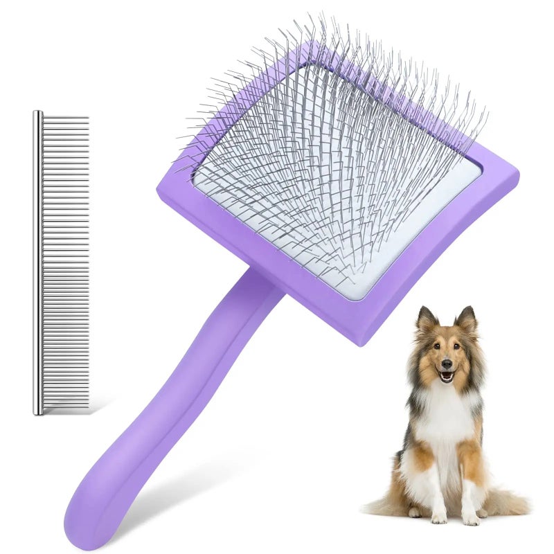 Bluejw Stainless Steel Pet Grooming Brush for Dogs & Cats - Needle Comb for Shedding, Massage & Cleaning - Image 2