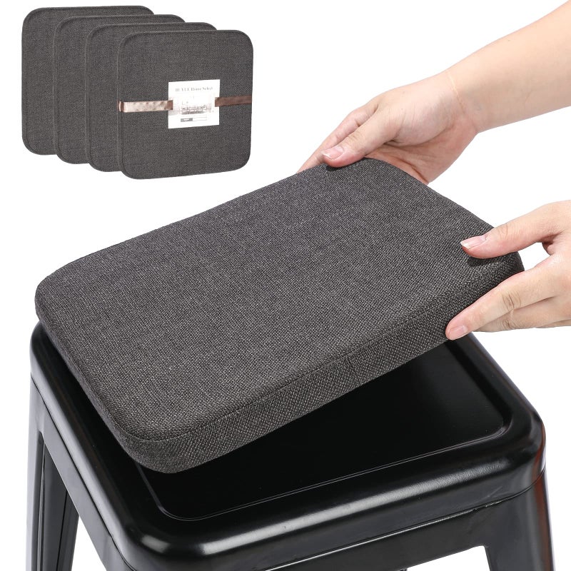 BUYUE BUYUE Friendly Woven Fabric Magnetic Bar Stool Cushions Set of 4  Enhanced Anti-Slip Breathable Small Chair Seat Pads for Caf? Bistro Stackable Metal Stools (Square  Dark Gray  4 Counts) - Image 1