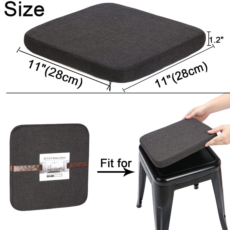 BUYUE BUYUE Friendly Woven Fabric Magnetic Bar Stool Cushions Set of 4  Enhanced Anti-Slip Breathable Small Chair Seat Pads for Caf? Bistro Stackable Metal Stools (Square  Dark Gray  4 Counts) - Image 4