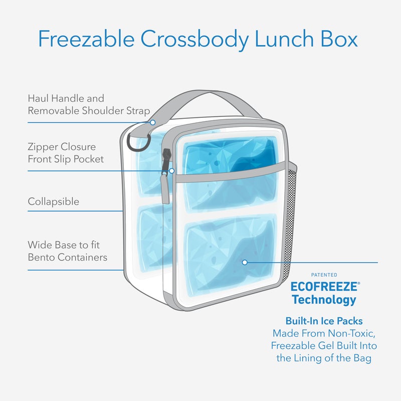 PackItÂ® Freezable Crossbody Lunch Box, Almond, Built with EcoFreezeÂ® Technology, Fully Freezable, Collapsible, Reusable, With Top Handle, Front Slip Pocket. Effortlessly Carry, Fresh Every Time. - Image 2