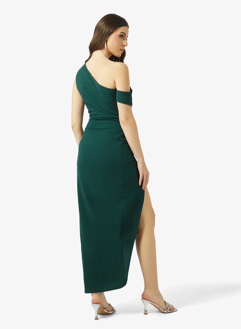 TFNC Off-Shoulder Gathered Detail Bodycon Maxi Dress