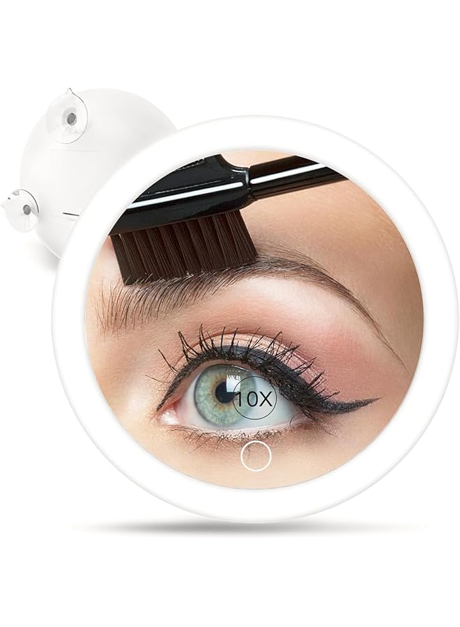 erorex 10X Magnifying Mirror With Light 3 Suction Cups Stepless Dimming Lighted Travel Makeup Mirror Stick On Mirrors For Bathroom Wall Mounted 6.8 Inches - Image 1