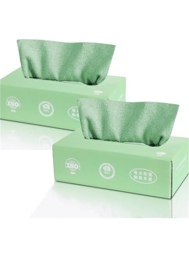TRASSLE Disposable Cleaning Towels Microfiber Towel,40 Pack Microfiber Rag,Reusable Dish Cloths with Dispenser Box,Lazy Rags Car Wipes, Cleaning Cloths for Home Kitchen Hospital - Image 1