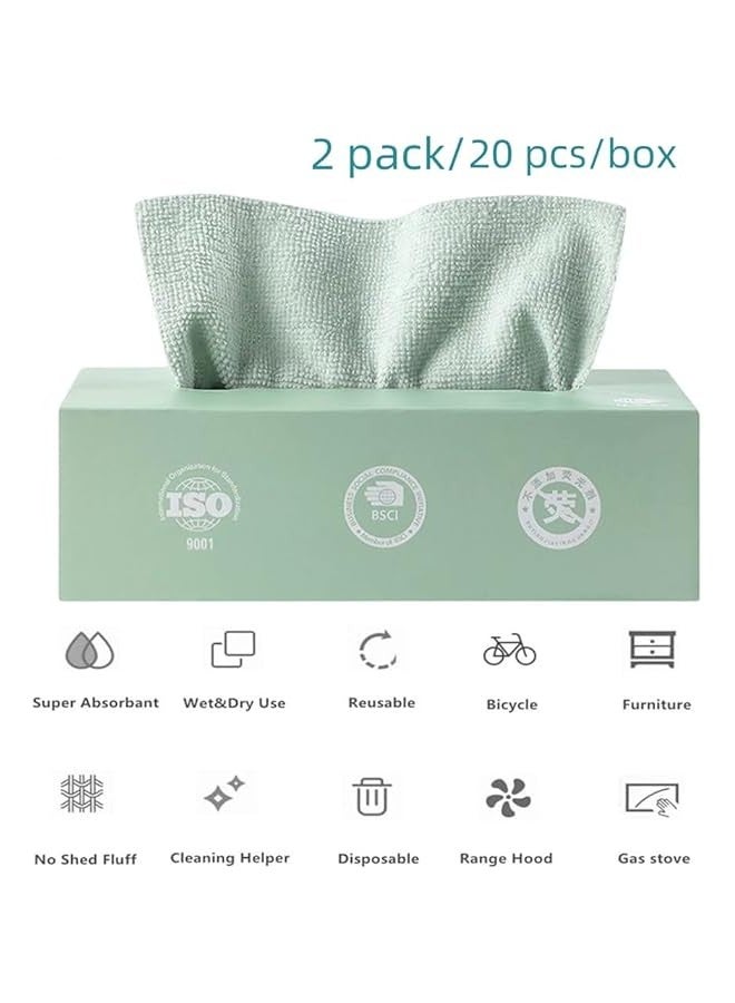 TRASSLE Disposable Cleaning Towels Microfiber Towel,40 Pack Microfiber Rag,Reusable Dish Cloths with Dispenser Box,Lazy Rags Car Wipes, Cleaning Cloths for Home Kitchen Hospital - Image 2