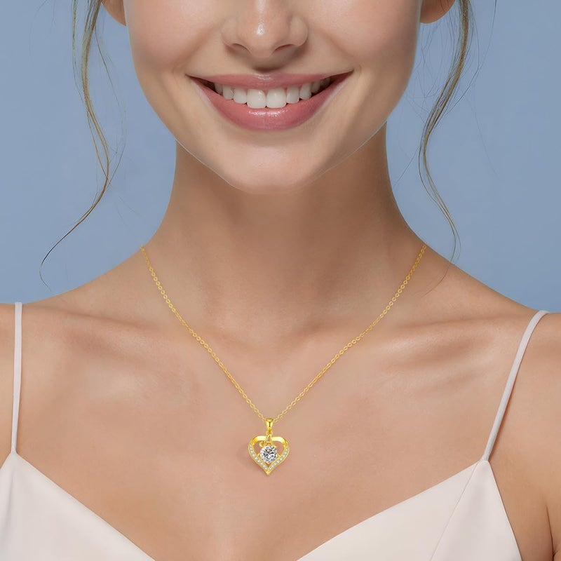 CDE Valentines Day Gift 18K Gold Plated Initial Heart 2 Carat Moissanite Necklace for Women 925 Sterling Silver Jewelry, Christmas Anniversary Birthday Gift for Wife Girlfriend Her (Initial A-2 Carat) - Image 2