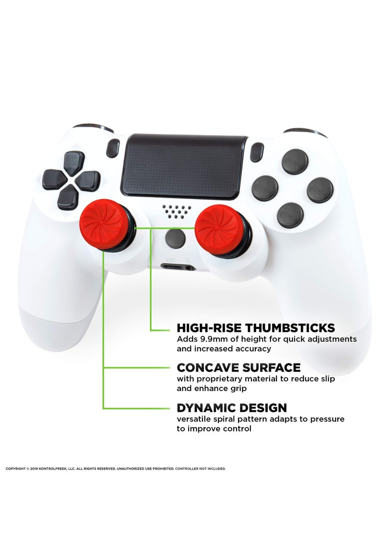 FPS for Playstation 4 (PS4) and Playstation 5 (PS5) Performance Thumbsticks 2 High-Rise Concave (Red) - Image 2