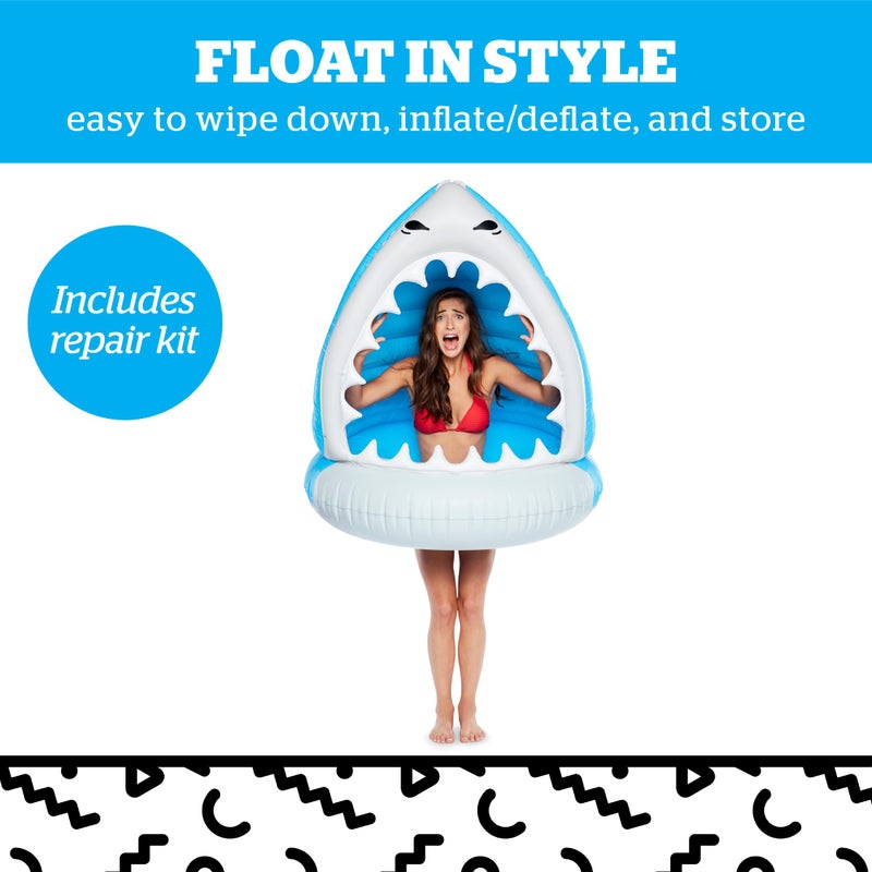 BigMouth Inc BigMouth Giant Animal Pool Float, Inflatable Floatie Tube, Blow Up Swim Ring, Outdoor Summer Pool Party Water Toy - Man-Eating Shark - Image 4