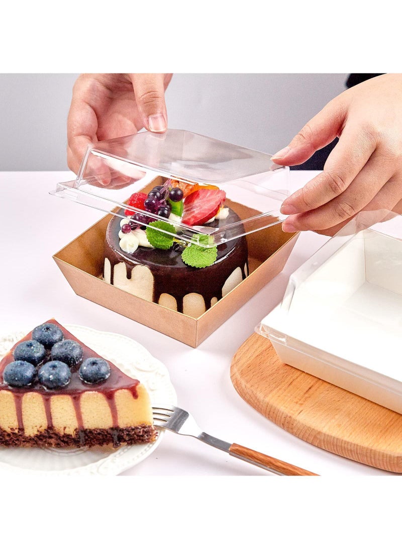 Sweet seven عبوة من 50 علبة من علب اللحوم الباردة ذات الأغطية الشفافة وحاويات الحلوى المصنوعة من ورق كرافت المقاوم للزيت للمخبوزات والسندويشات والبسكويت والكعكات الصغيرة مثالية للحفلات والمناسبات - Image 2