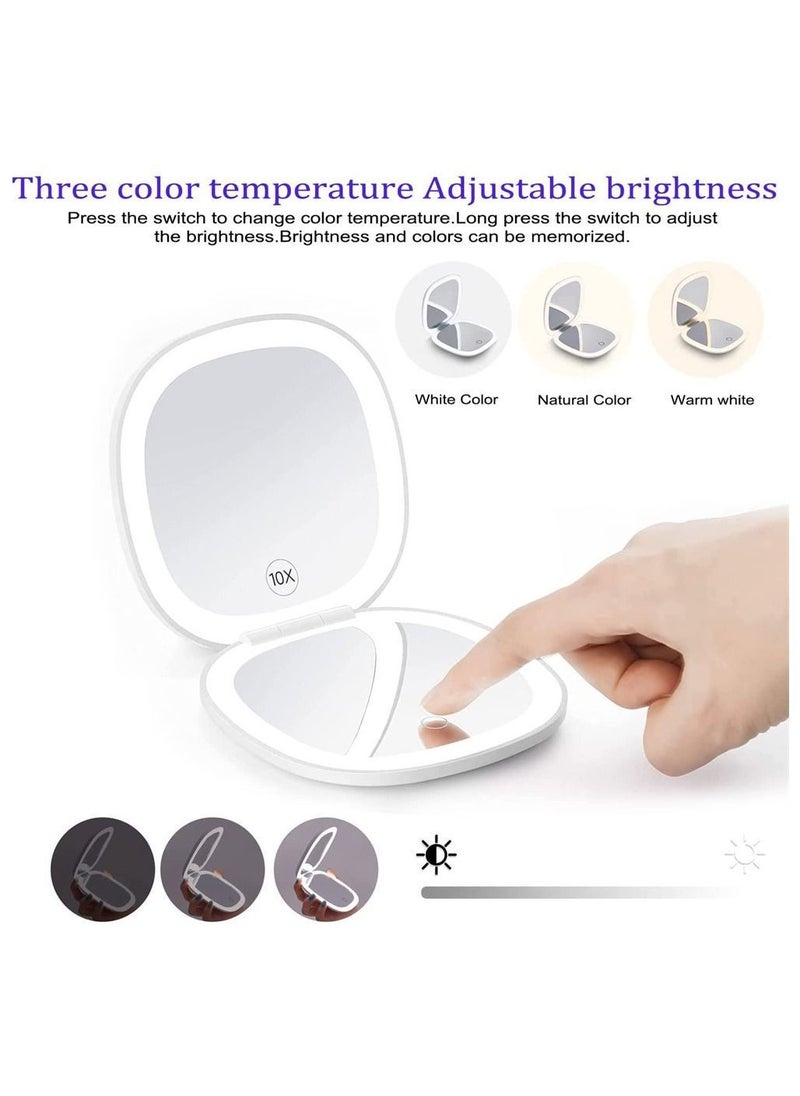 Y&D Makeup Mirror with Light, Travel 2-Sided Rechargeable, 3 Colors Brightness Dimmable, 1X/5X Magnification Lighted Pocket Mirror, Portable Folding for Travel, Office  - Image 4