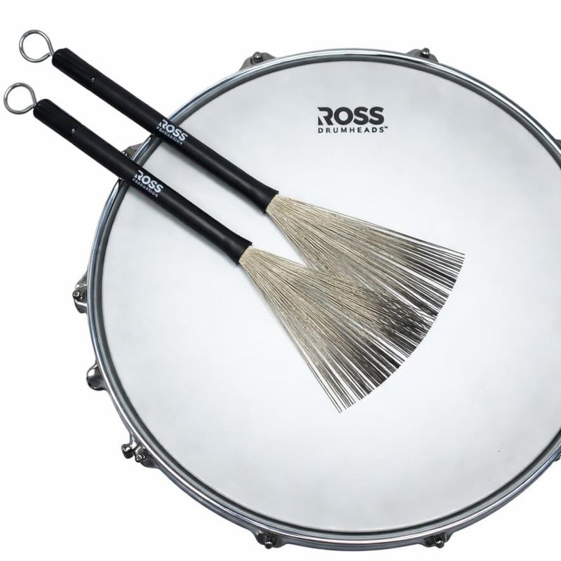 ROSS Drumheads ROSS Percussion Retractable Wire Drum Brushes Adjustable Spread Jazz Acoustic Pair - Image 4