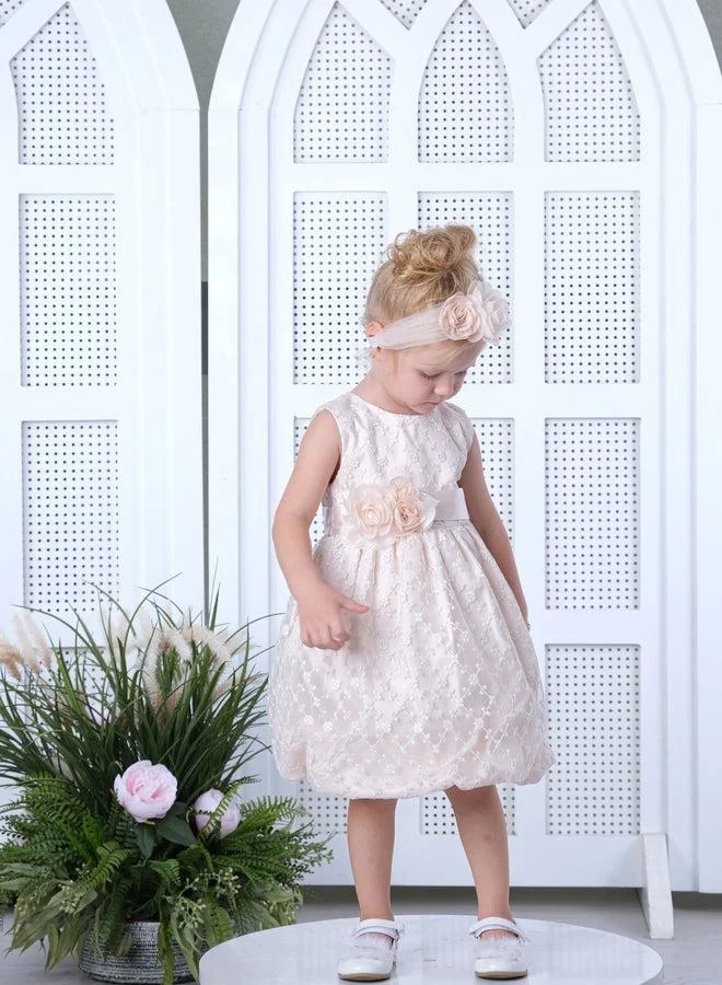 فيا بامبينو Flower Baby Dress Salmon 3185