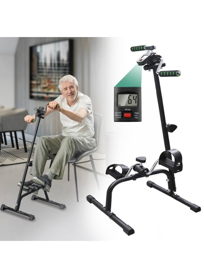 Arm and Leg Pedal Exerciser for Seniors, Seated Pedal Bike for Elderly Adults, Adjustable Resistance Mini Exercise Bike, Knee Foot Arm Leg Trainer, Low Impact Indoor Pedal Exerciser