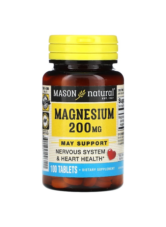 Mason Natural ماسون ناتشورال، مغنيسيوم، 200 ملغ، 100 قرص - Image 1