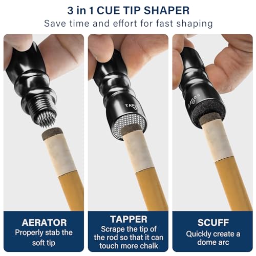 Adhafera Cue Tip Shaper, 3 in 1 of Pool Cue Tip Shaper, The Pool Cue Accessories for Effective and Rapid Repair Cue Tip - Image 3