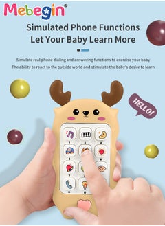 MEBEGIN Baby Deer-shaped Mobile Phone Toy with Teether Case, Light, Music and Adjustable Volume, Multifunctional Baby Phone Toy with 12 Learning Modes, Teething Toy for Babies, Perfect for Bbabies Who Enjoy Playing with Real Phones, 7*2.5*13.5cm  - Image 5
