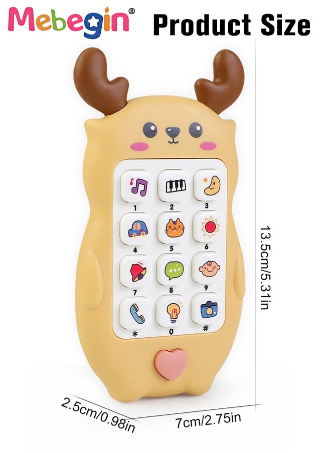 MEBEGIN - Baby Deer-shaped Mobile Phone Toy with Teether Case, Light, Music and Adjustable Volume, Multifunctional Baby Phone Toy with 12 Learning Modes, Teething Toy for Babies, Perfect for Bbabies Who Enjoy Playing with Real Phones, 7*2.5*13.5cm - Image 1
