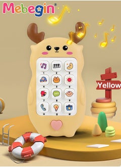 MEBEGIN Baby Deer-shaped Mobile Phone Toy with Teether Case, Light, Music and Adjustable Volume, Multifunctional Baby Phone Toy with 12 Learning Modes, Teething Toy for Babies, Perfect for Bbabies Who Enjoy Playing with Real Phones, 7*2.5*13.5cm  - Image 1
