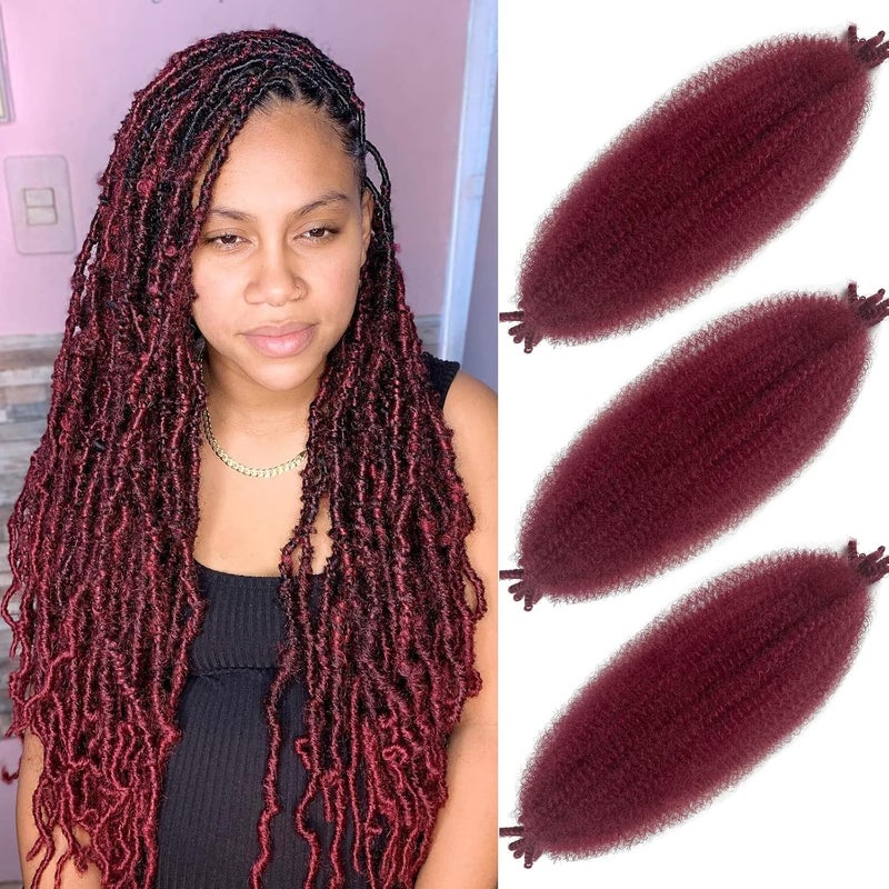Chicmoi Springy Afro Twist Hair 16 Inch Burgundy Curly Braiding Hair 3 Packs Twist Hair for Braiding Marley Twist Braiding Hair for Faux Locs Passion Twist Crochet Hair - Image 1