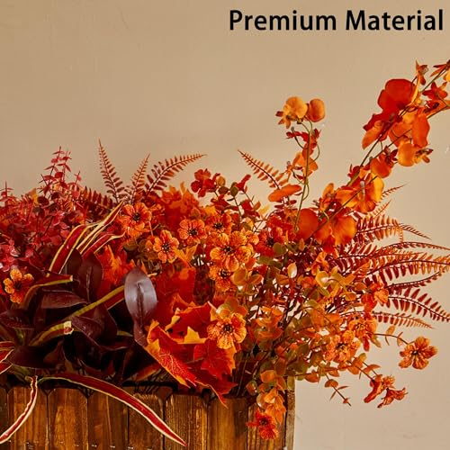 Partyjoy PARTY JOY 15 Bunches Artificial Fall Flowers Faux Fake Orchid Autumn Plants Flowers for Outdoors Thanksgiving Autumn Decor Decorations for Home - Image 4