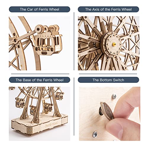 Rowood 3D Puzzles for Adults, Model Kits for Adults, Wooden Music Box,DIY Craft Kits Gifts on Birthday Christmas - Ferris Wheel (232 PCS) - Image 5