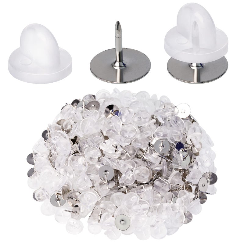 400pcs PVC Rubber Pin Backs Heliltd Butterfly Clutch Pins Tie Tacks Blank Pins for Uniform Badges Backing Holder Clasp Lapel Pin Enamel Pins200 Sets Clear