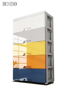 DUNISO Plastic Drawer Storage Cabinet Toys Storage Box 5 Layer, Standing Storage Cabinet For Living Room Bathroom Kitchen Organizer Cabinet,35cm x 27cm x 70cm  - Image 4