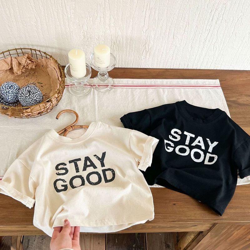 Boys Casual Letter Printed Short-Sleeved T-Shirt Summer Baby Girl Small And Medium-Sized Kidsren Pure Cotton Korean Style Half-Sleeved Versatile Top T - Image 4