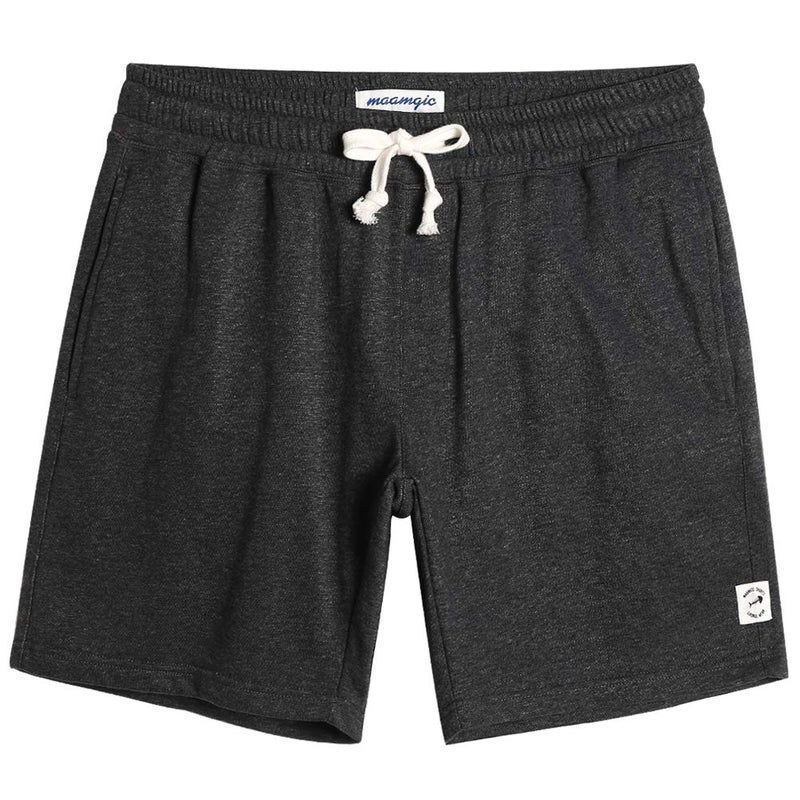 maamgic Mens Sweat Shorts 7" Above Knee Workout Gym Shorts Lounge Shorts with Zipper Pockets Charcoal Medium - Image 1