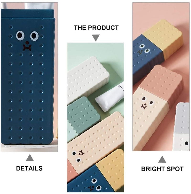 LASALE Cute Biscuit-Shaped Travel Toothbrush Holder - Portable Toothbrush Storage Case Bathroom Accessory for Travel & Home Use (4 Pcs) - Image 4