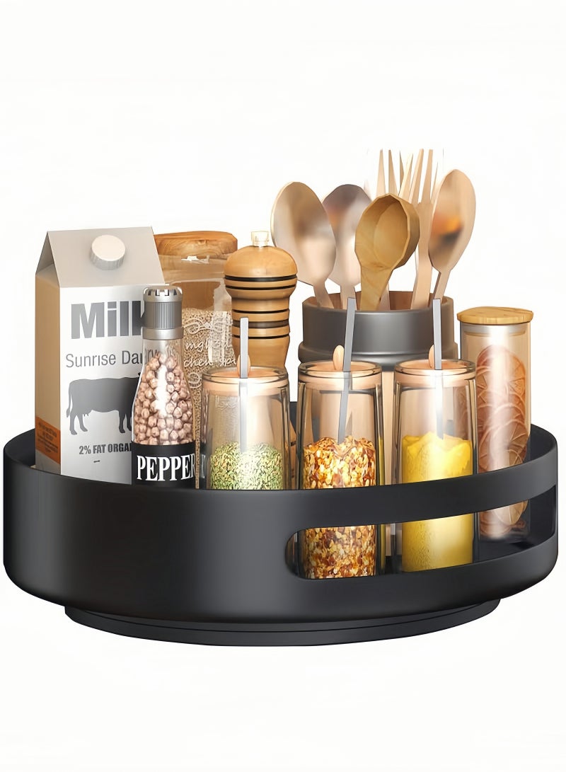 Peachjoy Lazy Susan Organizer, 30cm Metal Revolving Spice Rack, 360 Degree Rotatable Rack Stand for Kitchen Cabinet Countertop Pantry Storage Bathroom Black - Image 1
