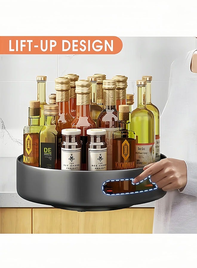 Peachjoy Lazy Susan Organizer, 30cm Metal Revolving Spice Rack, 360 Degree Rotatable Rack Stand for Kitchen Cabinet Countertop Pantry Storage Bathroom Black - Image 2