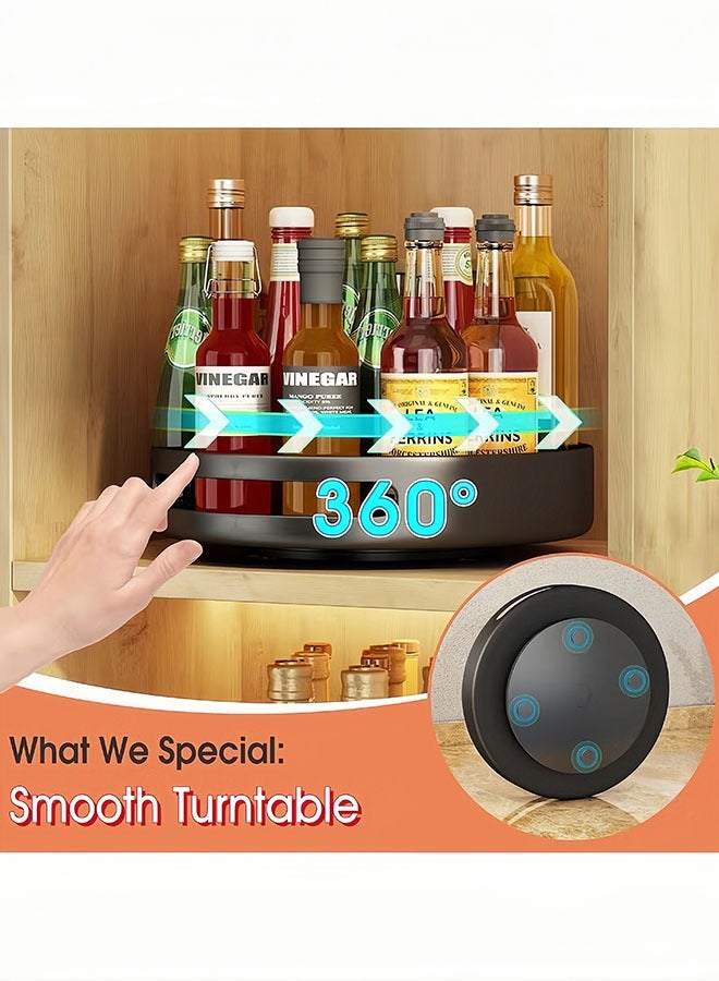 Peachjoy Lazy Susan Organizer, 30cm Metal Revolving Spice Rack, 360 Degree Rotatable Rack Stand for Kitchen Cabinet Countertop Pantry Storage Bathroom Black - Image 3