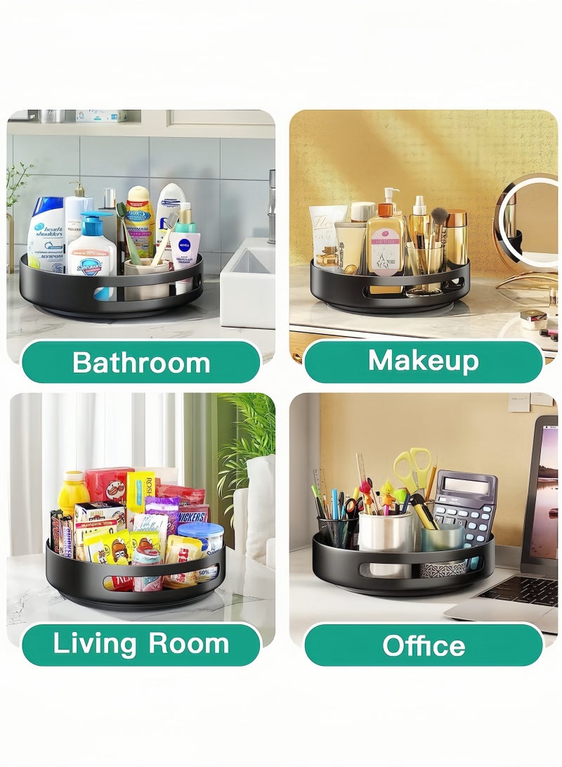 Peachjoy Lazy Susan Organizer, 30cm Metal Revolving Spice Rack, 360 Degree Rotatable Rack Stand for Kitchen Cabinet Countertop Pantry Storage Bathroom Black - Image 5