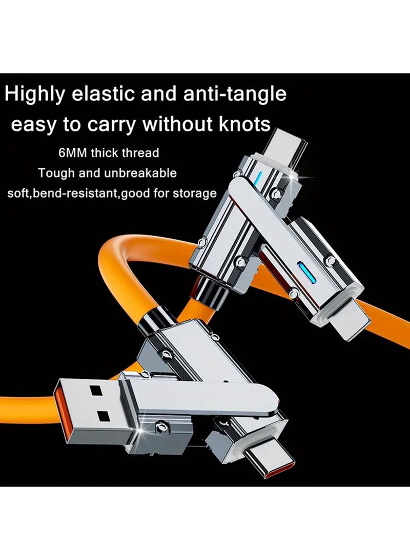 X-level 1Pcs USB C to C Cable 5ft-Fast Charger-Chubby Silicone 4 in 1 USB C Charging Cable USB A/Type C to Multi-Charger Cable & Data Sync,480Mbps for Phone16 15 14 13 12 Pad Mac,Samsung S25 S24 S23 S22 S21  - Image 4