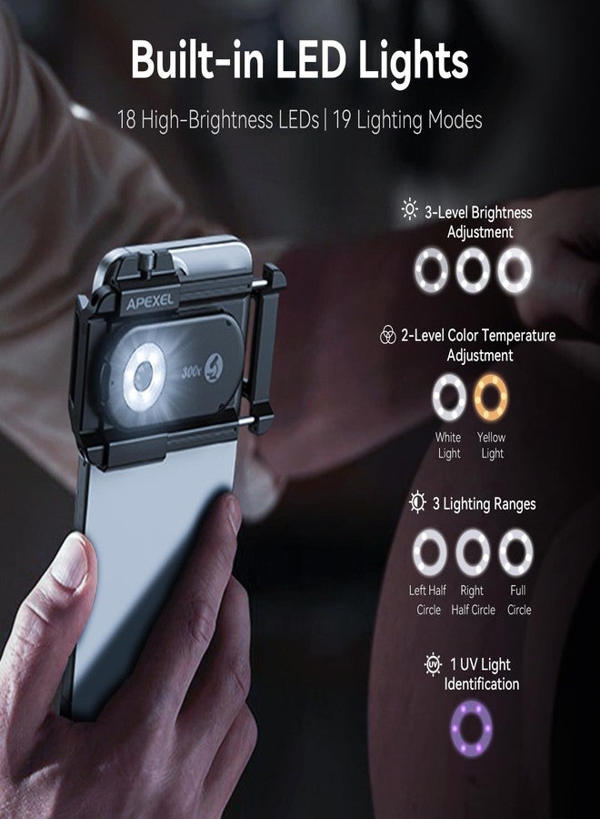 APEXEL 300X Phone Microscope Lens, Phone Camera Micro Lens with Universal Clip/LED Light/CPL, Mini Pocket Microscope, Phone Lens Attachment Fit for iPhone 16/15/14/13, Samsung, and Most Smartphone - Image 5