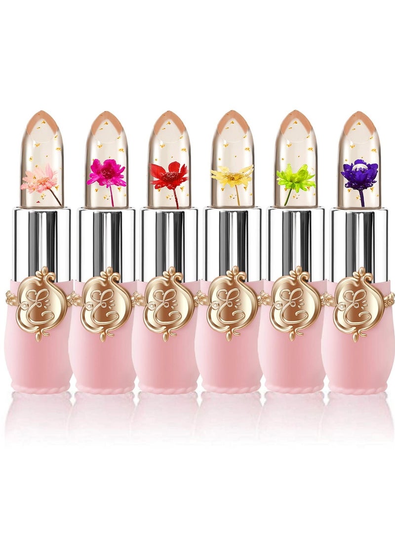 Bestland 6 Pcs/Set Flower Jelly Lipstick Set Temperature Change Moisturizer Long Lasting Nutritious Balm Magic Color Change Lip Gloss  - Image 1