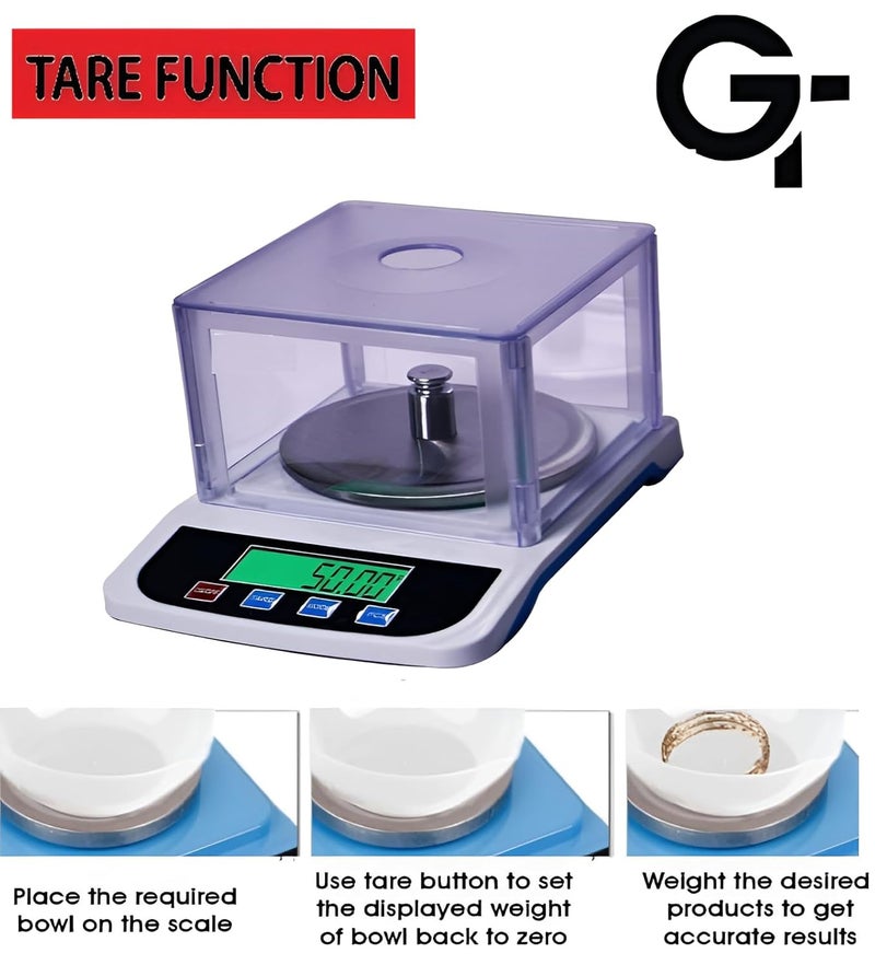 GRAMTECHNOLOGY Digital Weighing Scale Capacity 600g x 0.01g Precision | Jewellery Scale | Weight Machine for Gold | Ideal for Goldsmith and Chemical Use 62 (Jewellery Scale) - Image 4