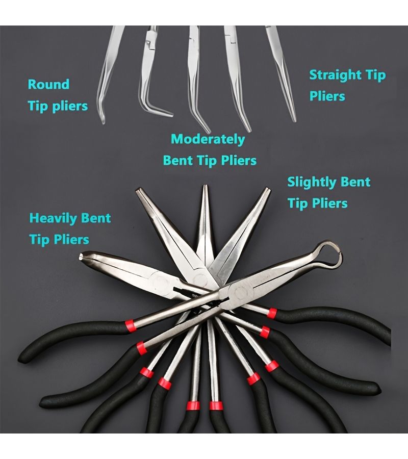280Mm 11Inch Carbon Steel Bent Nose Pliers For Auto Repair Mechanical Assembly - Image 2