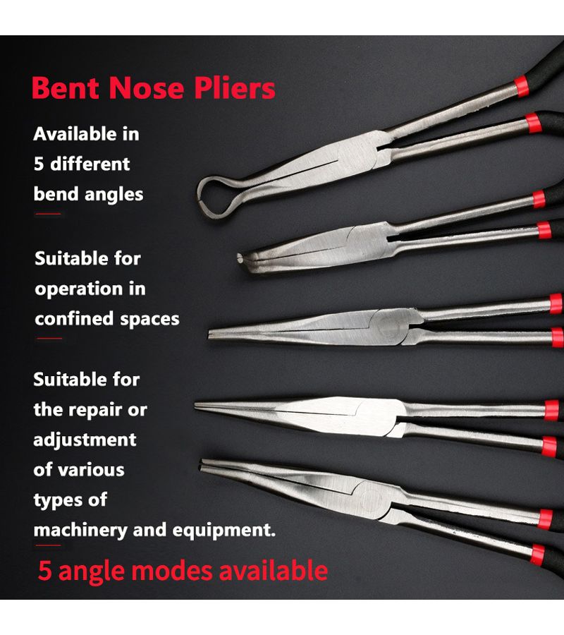 280Mm 11Inch Carbon Steel Bent Nose Pliers For Auto Repair Mechanical Assembly - Image 1