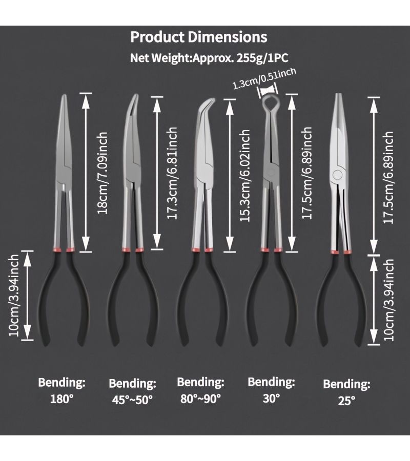280Mm 11Inch Carbon Steel Bent Nose Pliers For Auto Repair Mechanical Assembly - Image 3