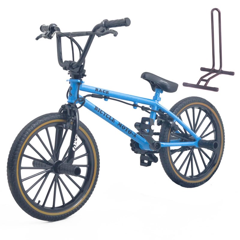 Ailejia Mini Diecast Finger Bike Extreme Sports BMX Finger Bicycle Toys Game Set for Kids and Adults Metal Bike Model Collections Decoration Cool Boy Toy BMX Blue - Image 3