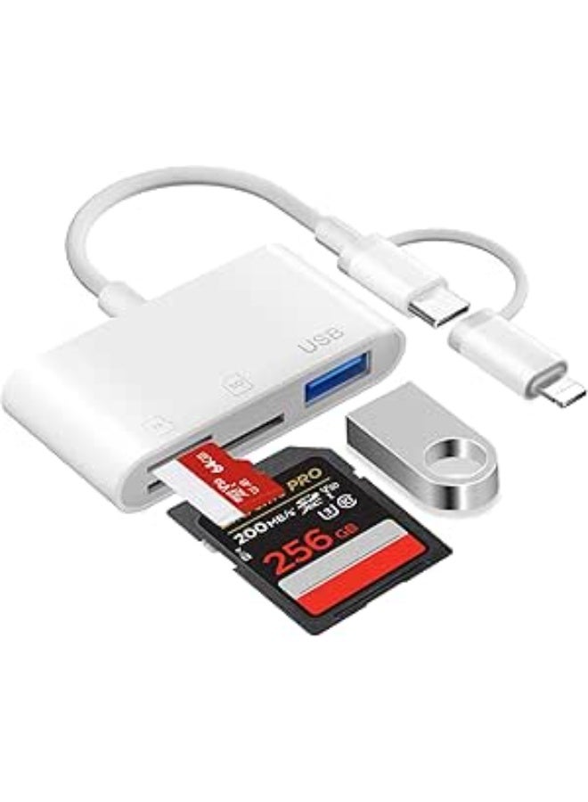 Universal SD/Micro SD Card Reader - Dual Lightning & USB-C Adapter - USB 3.0 High-Speed Connector - Practical Solution for iPhone/iPad/MacBook/Samsung - Image 1