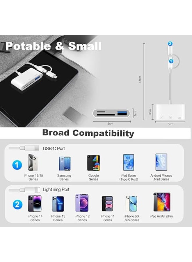 Universal SD/Micro SD Card Reader - Dual Lightning & USB-C Adapter - USB 3.0 High-Speed Connector - Practical Solution for iPhone/iPad/MacBook/Samsung - Image 4