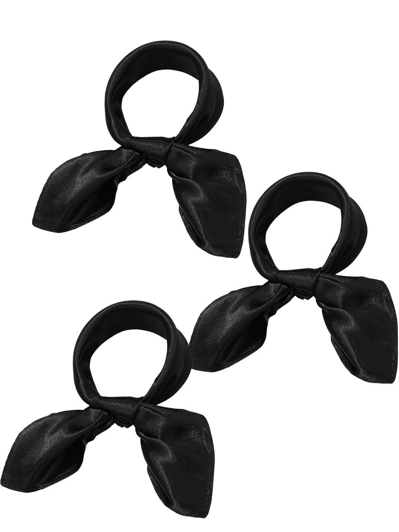 SATINIOR 3 Pcs Neck Scarf Women Silk Chiffon Scarf Square Scarfs Satin Headscarf Neck for Women(23.62 x 23.62 Inches,Black) - Image 1