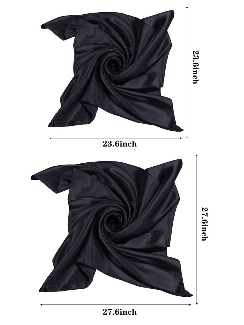 SATINIOR 3 Pcs Neck Scarf Women Silk Chiffon Scarf Square Scarfs Satin Headscarf Neck for Women(23.62 x 23.62 Inches,Black) - Image 3