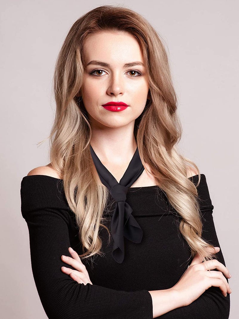 SATINIOR 3 Pcs Neck Scarf Women Silk Chiffon Scarf Square Scarfs Satin Headscarf Neck for Women(23.62 x 23.62 Inches,Black) - Image 5