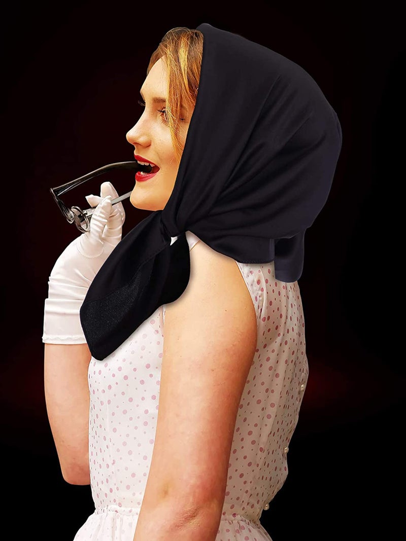 SATINIOR 3 Pcs Neck Scarf Women Silk Chiffon Scarf Square Scarfs Satin Headscarf Neck for Women(23.62 x 23.62 Inches,Black) - Image 4