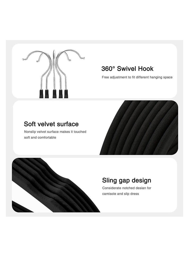 AXENTURE 50-Piece Nonslip 360-Degree-Swivel Hook Velvet Hangers Black 43.2X23.3X0.5cm - Image 2